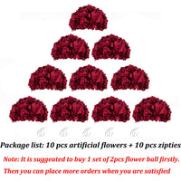 1 x RAW Customer Returns BLOSMON Hydrangeas Artificial Flowers Wedding Decoration 10 Pieces Burgundy Fake Flowers Silk Flowers Centerpiece Table Decoration Flower Ball Bouquet Artificial Arrangements Home Celebration Dining Table Decoration - RRP €104.07