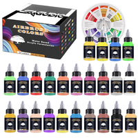 1 x RAW Customer Returns SAGUDIO acrylic pigment for airbrush colors 24x 30ml basic colors Color Ready-made airbrush set, water-repellent and quick-drying models for hobby, for artists beginners - RRP €28.3