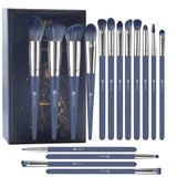 1 x RAW Customer Returns Makeup Brushes HEYMKGO 16pcs Premium Synthetic Hair Dark Blue Tapered Handle Kabuki Foundation Brush Makeup Brushes Set - RRP €11.51