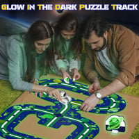 2 x Brand New 47pcs Cardboard Puzzle Car Track Play Set, Glow in the Dark Puzzle Rail Car for Toddlers, DIY Assembly Educational Toy Gift for Boys Girls - Space Theme - RRP €15.12