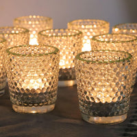 1 x RAW Customer Returns Votive Candle Holder Set of 12, Clear Tealight Holder with Gold Rim, Glass Votive Candle Holder for Table Decoration, Wedding, Birthday and Home Decoration - RRP €26.21