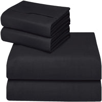 1 x RAW Customer Returns Utopia Bedding 4 Piece Sheet Set 180x200 - Brushed Microfiber Polyester - Fitted Sheet, Flat Sheet and 2 Pillowcases 50x75 180 Bed, Black  - RRP €21.24