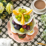 1 x RAW Customer Returns MALACASA, Sweet.Time Series, Porcelain Cupcake Stand 3 Tier Fruit Cake Stand, Round Serving Stand 3 Tier Cake Plate Cake Stand, 6 8 10 Inch Dessert Stand for Muffins Fruit, 3 Colors - RRP €36.99