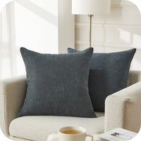 3 x RAW Customer Returns Topfinel Small Dark Gray Cushion Cover 35x35 cm Decorative Sofa Scandinavian Living Room Set of 2 Square Cushion Cover Baby Bedroom Home Double Sided Plain Pattern in Soft Chenille with Invisible Zip - RRP €45.36