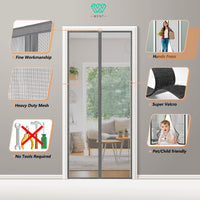 1 x RAW Customer Returns Magnetic fly screen balcony door 90x210 cm, updated version, fly screen door is ideal for the balcony door, cellar door and patio door, without drilling, gray, without stripes - RRP €22.32