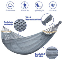 1 x RAW Customer Returns Anyoo Hammock Net with Spreader Bars, Breathable Cooling Net Bar Hammock with Tree Straps for Outdoor Indoor Garden, Balcony, Patio, Backyard, Camping - RRP €33.98