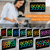 1 x RAW Customer Returns XREXS LED dynamic RGB timer, 6 fixed colors and 4 gradient colors, digital kitchen timer, timer with 5 inch display, adjustable brightness and volume, magnetic timer for kitchen meeting class - RRP €18.14