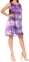 1 x Brand New Sakkas 362106 - Marta Women s Casual Summer Tie Dye Flowy Boho Maxi Sleeveless Dress Loose - 362108-Purple - OS - RRP €27.6