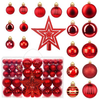 1 x RAW Customer Returns MTSCE Red Christmas Baubles 101 Pieces of 17 Types, Red Christmas Tree Balls Decorations, Christmas Ornaments, Unbreakable Plastic, Reusable - RRP €29.99