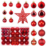 1 x RAW Customer Returns MTSCE Red Christmas Baubles 101 Pieces of 17 Types, Red Christmas Tree Balls Decorations, Christmas Ornaments, Unbreakable Plastic, Reusable - RRP €29.99