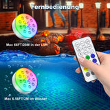 1 x RAW Customer Returns BOIROS Pool Lighting Underwater, Rechargeable Underwater Light Led with Remote Control, IP68 Waterproof Pool Light 13 RGB Light Beads Pond Lighting for Garden Pool Bathtub Aquarium 2 Pack - RRP €29.99