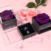 22 x Brand New Veroola I Love You Forever, Real Eternal Rose with Heart I Love You Necklace and Ring in Gift Box, Romantic Gifts for Her on Valentine s Day Mother s Day Birthday Gifts for Women Purple - RRP €713.9