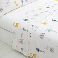 1 x RAW Customer Returns HOMEYA - Children s bed sheet set 90 - 3-piece summer sheet set, 1 fitted sheet 90x190, 1 top sheet 165x260 and 1 pillowcase 45x125 Dinosaurs  - RRP €20.82