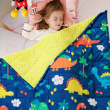 1 x RAW Customer Returns Sivio Weighted Blanket Kids 1.4 kg, 90x120cm, Super Soft Crystal Velvet with Dinosaur Cartoon Patterns, Reversible Heavy Blanket for Children, Blue Dinosaurs - RRP €36.99