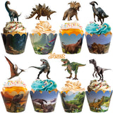 1 x RAW Customer Returns 48-piece set of dinosaur cake decorations, 24 pieces of dinosaur cupcake wrappers and 24 pieces of cupcake toppers, Jura dino cake decoration accessories for children s birthday parties, boys and girls - RRP €9.06