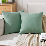 1 x RAW Customer Returns MIULEE Set of 2 Chenille Cushion Covers Decorative Cushion Covers with Hidden Zip Suitable for Bedroom Living Room 40 x 40 cm Mint Green - RRP €15.99