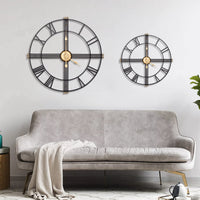 1 x RAW Customer Returns HAITANG 40 cm Modern Wall Clock Decoration Black Vintage Roman Numeral Metal Clock Almost Silent Modern Home Decor Perfect for Living Room Bedroom Kitchen Outdoor Wall Clock Decoration 40 cm - RRP €40.52