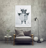 2 x Brand New ZFTCN Funny Highland Cow Wall Art in Bathtub, Black and White Canvas Picture for Living Room Bathroom Bedroom Decoration-Frameless Black and White, 40x60 cm  - RRP €33.98