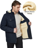 2 x Brand New WenVen Men s Fleece Lining Parka Lined Hooded Jacket Fashion Long Parka Quilted Coat Blue S - RRP €157.88