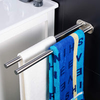 1 x RAW Customer Returns ZUNTO Towel Rack Two Arm Towel Rail Bathroom Wall Mounted Double Brushed Stainless Steel 40cm - RRP €18.14