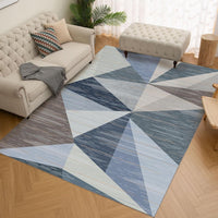 1 x RAW Customer Returns HOMFINE Modern Rug - Washable Living Room Rug Short Pile Carpet Soft Bedroom Rug Non-Slip Rug Geometric Rug Dining Room Rug 120 x 170 cm Blue - RRP €59.99