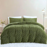 1 x RAW Customer Returns Menkala Winter Bed Linen 155x220 Green Warm Fleece Cashmere Touch Plush Duvet Cover Fluffy Rabbit Fur Fleece Microfiber Green Winter Bed Linen with Zipper and 1 Pillowcase 80x80 - RRP €45.37