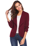 1 x RAW Customer Returns UNibelle Women s Casual Blazer 3 4 Sleeve Open Front Jacket Sporty Elegant Sweatblazer Business Wine Red 3XL - RRP €35.28