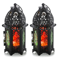 5 x Brand New NUPTIO Pack of 6 Moroccan Style Candle Lanterns - Small Tea Light Holders with Colorful Glass Panels Ideal for Patio, Indoor Outdoor, Events, Parties and Weddings, White - RRP €102.0