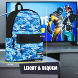 1 x RAW Customer Returns Fortnite Backpack, Children s Backpack with Padded Straps, Backpack School Must-Have, Backpack Children Carry for School, Holidays More, With Laptop Pocket, 37 x 10 x 28 cm, Camo Blue - RRP €22.99