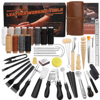 1 x RAW Customer Returns Benlay Leather Tools, Practical Leather Tool Kit with Beveler Groover Stitching Punch Thread Needles Leather Craft Tools and Accessories Leather Tools Kit with Roll Bag and Manual - RRP €49.99