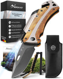 1 x RAW Customer Returns BERGKVIST K30 Plus 5-in-1 folding knife two-handed knife - outdoor pocket knife with glass breaker, belt cutter, fire steel flashlight - permitted to be carried in Germany - RRP €29.99