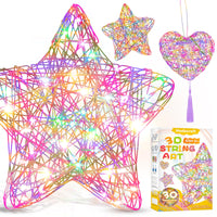 5 x Brand New modacraft 3D String Art Kit for Children, Make 6 Luminous Star Lanterns Heart Lanterns Craft Set Crafts Girls Craft Gift Girls Boys Games Gift Ideas Night Light Decorations - RRP €90.7