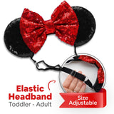 1 x RAW Customer Returns Minnie Ears Headbands, Pack of 3 Shiny Sequin Bow - Minnie Ears - Elastic and Adjustable Headband Headache Free - Mouse Ears for Girls and Women Classic  - RRP €14.56