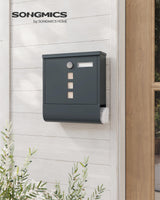 1 x RAW Customer Returns SONGMICS Wall-Mounted Mailbox, with Lock with Rotating Lid, Viewing Window, Name Plate, Newspaper Compartment, Easy Assembly, 10 x 30.8 x 33.8 cm, Anthracite Gray GMB20AG - RRP €29.99