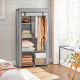 1 x RAW Customer Returns SONGMICS Wardrobe, 1 Clothes Rail, 6 Levels, Non-Woven Fabric, Metal Frame, 45 x 88 x 168 cm, for Bedroom, Hallway, Dressing Room, Grey with Herringbone Pattern, RYG084G22 - RRP €34.87