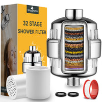 1 x RAW Customer Returns Magichome Shower Filter 32 Stages Purifier Included Vitamin C Anti-Limescale Hair Shower Filter High Pressure Softens Water Reduces Chlorine Metals Relieves Itching, 2 Replacement Filters - RRP €27.99