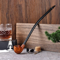 1 x RAW Customer Returns Long Stem Tobacco Pipe - Churchwarden Wooden Tobacco Pipe for Smoking with 3 in 1 Reamers Tamper, Pipe Reamer Other Pipe Accessories in Gift Box Brown  - RRP €22.99