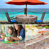 1 x RAW Customer Returns Tablecloth washable oilcloth oilcloth tablecloth 160 x 140cm cut edge kaleidoscope multicolored easy-care - RRP €15.31