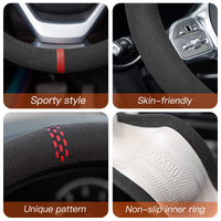 1 x RAW Customer Returns ZATOOTO Car Steering Wheel Cover, Thin Suede Steering Wheel Cover with Soft Alcantara Touch, Anti-Slip Sport, Universal Size 37-38cm 14.5-15in, Black - RRP €26.24