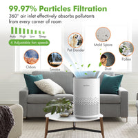 1 x RAW Customer Returns Sejoy Air Purifier True HEPA Filter for Bedroom Pets in the House, 99.9 Removal, 4 Speeds and Timer, Ionizer Cold Plasma Function, 360 Air Inlet, up to 200 SQ.ft - RRP €65.34