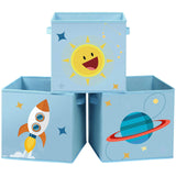 1 x RAW Customer Returns SONGMICS storage box, set of 3, toy organizer, 30 x 30 x 30 cm, folding box, fabric box with handles, for children s room, playroom, with space motifs, blue RFB001B03 - RRP €18.66