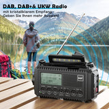 1 x RAW Customer Returns Crank radio DAB FM, portable solar radio with LED flashlight reading light, DAB FM dynamo radio IPX4, 5000mAh rechargeable emergency radio and SOS alarm Suitable for hiking, camping, outdoor - RRP €49.99