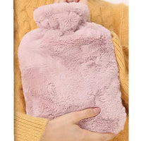 4 x Brand New Classic hot water bottle 2 L with animal fur look cover, PVC hot water bag with lid for hot and cold therapy, hand foot warmer style 3  - RRP €48.4