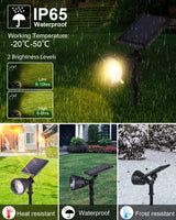 1 x RAW Customer Returns BLOOMWIN 2 pcs. Solar garden spotlights warm white projector lamp, solar spotlight with ground spike for outdoor garden, waterproof IP65 garden lighting, dimmable plant spotlights, garden decoration, lawn, yard - RRP €37.99