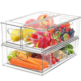 1 x RAW Customer Returns Greentainer refrigerator organizer drawer set with handle, 3-pack stackable kitchen storage boxes with pull-out drawer lid for vegetables, berries, meat PET plastic food storage containers - RRP €69.99