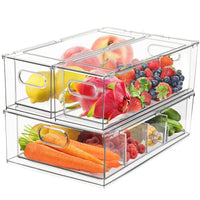 1 x RAW Customer Returns 3 Pack Refrigerator Storage Container with Pull Out Drawer Large Stackable Refrigerator Drawer Organizer Set with Handle BPA Free Kitchen Pantry - RRP €69.99