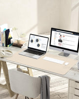 1 x RAW Customer Returns YSAGi Desk Pad, Mouse Pad with Leather and Non-Slip Suede, Multifunctional Office Mouse Pad Laptop Writing Pad, Table Protection Pad for Office Home Office Beige, 90x43cm  - RRP €15.42