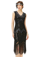 1 x RAW Customer Returns BABEYOND Women s Flapper Dresses Full Sequins Retro 1920s Party Ladies Costume Dress Glamorous Black, M - RRP €53.96