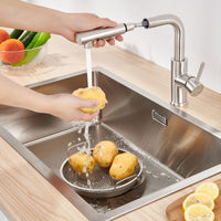 1 x RAW Customer Returns Lonheo Kitchen Extendable Tap, High Pressure Kitchen Tap with Extendable Shower, Stainless Steel Mixer Tap Kitchen Sink Tap with 2 Types of Water Steel Dish Sprayer - RRP €59.98