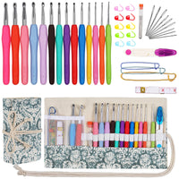 1 x RAW Customer Returns Aeelike 36 Piece Crochet Hook Set, Ergonomic Crochet Hooks with Crochet Bag and Accessories, Long Crochet Set with TPR Handle for Arthritic Hands, 2.0 mm - 10.0 mm Aluminum Crochet Set for Crochet Yarn and Wool - RRP €16.13